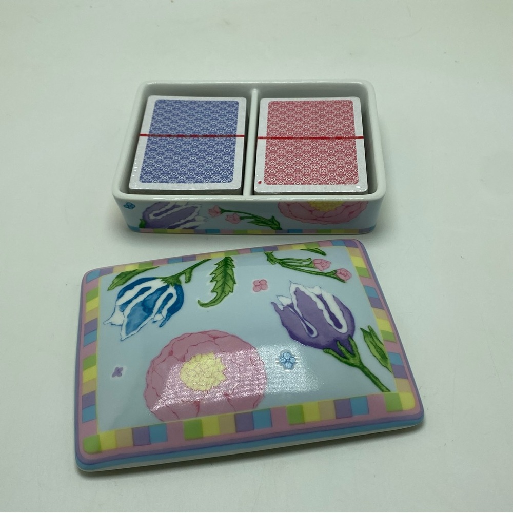 Vintage Horchow Japanese Divided Dish For Playing Cards Incl. 2 New Decks